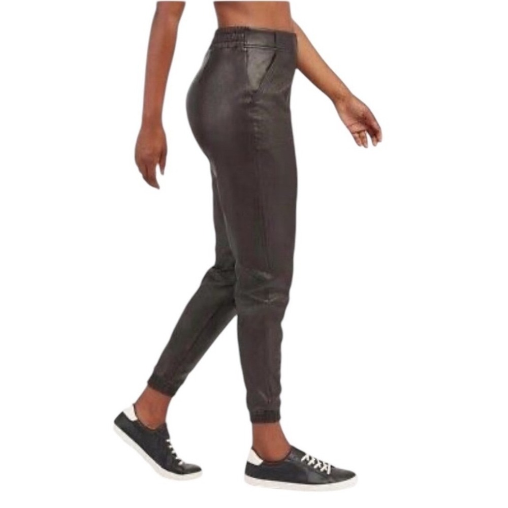 Spanx Joggers Pants Faux Leather Black High Rise Tapered Streertwear Size Medium